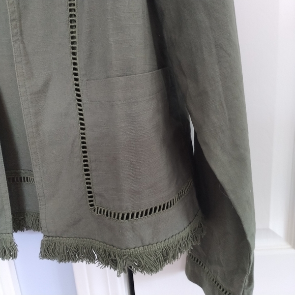 ND New Directions Olive Green Cutout Detail Blazer Jacket M - Picture 5 of 11